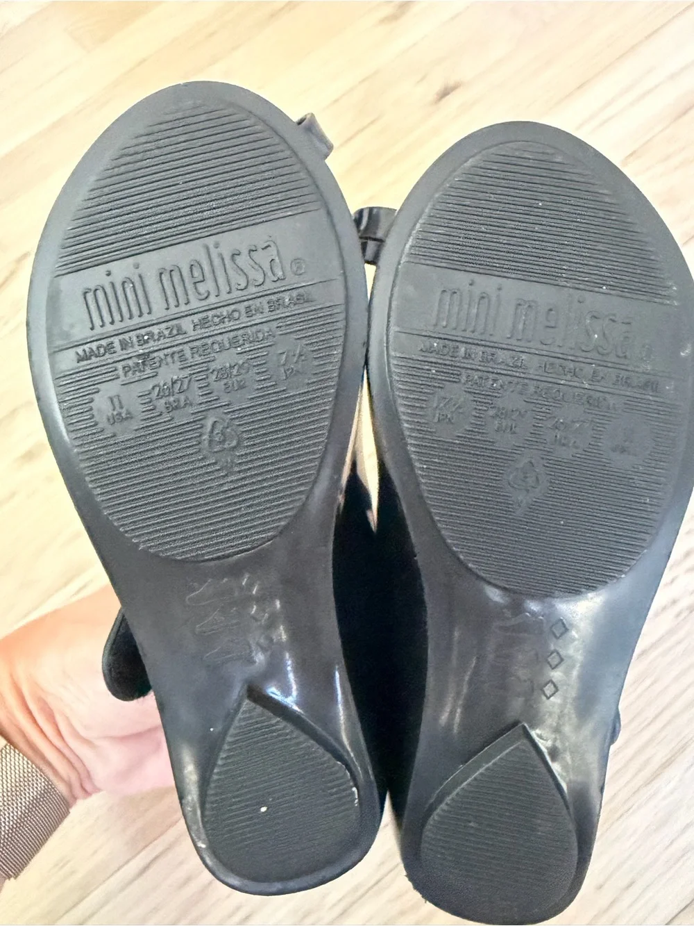Mini Melissa black Maryjane peeptoe size 11